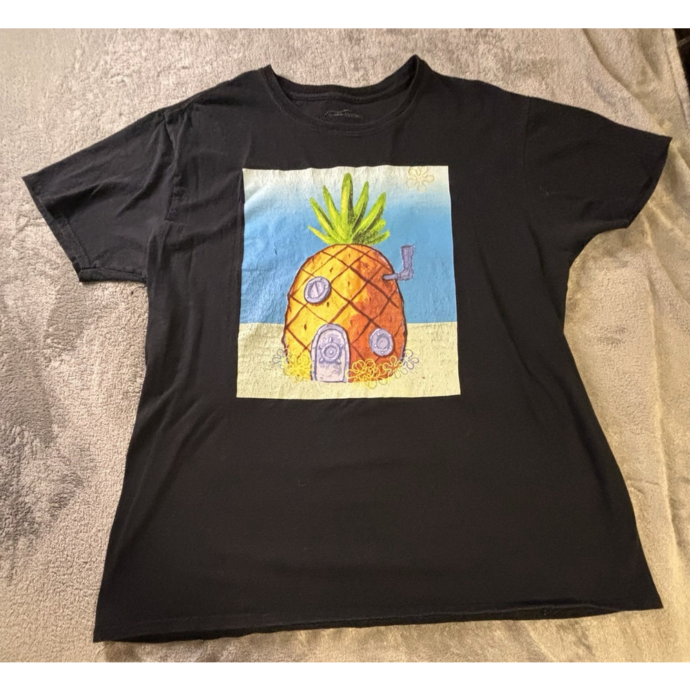 SpongeBob SquarePants Pineapple House Graphic T-Shirt Black XL Nickelodeon
